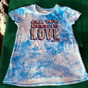 The Beatles Blue Girls Tie Dye T-Shirt Short Sleeve Size Large L
